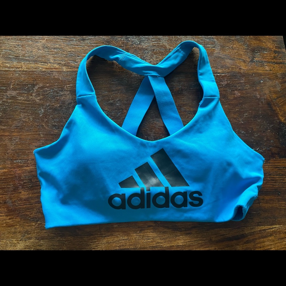 Adidas blue sports bra with removable pads